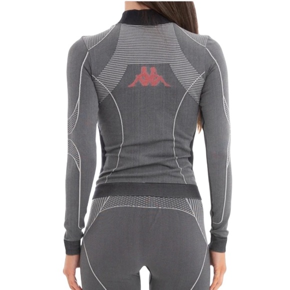 Kappa Jaworzno Fitted Long Sleeve Top Gray Base Layer Training Pullover NEW - Picture 3 of 16
